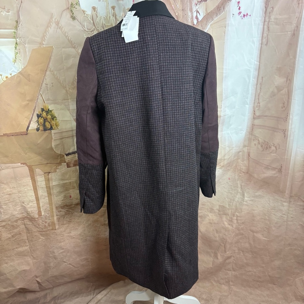 NEW Equipment Long Wool-Blend Blocked Arostide Burgundy Tailored Coat - Picture 9 of 12